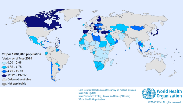 world map CT scanners